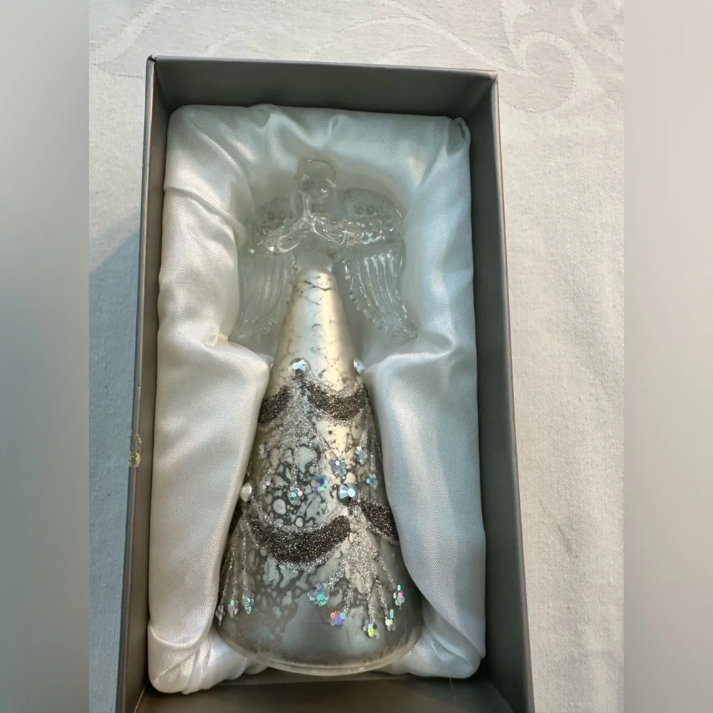 Angel Statue Still In Box Delicate Crystal w/Gold Accents